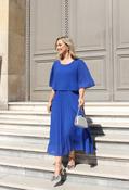 Plisse Pleated Pop Over Dress, Royal Blue / F/S image