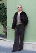 Cropped Faux Fur Jacket, Chocolate / F/S image