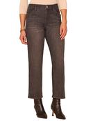 "Ab"solution® High Rise Double Side Seam Ankle Straight Leg Jeans, Washed Black / 10