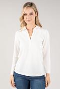 Waffle Textured Polo Neck Top, Off White / 16 image