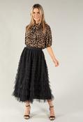 Tiered Ruffle Tulle Midi Skirt, Black / 14 image