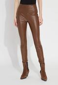 Textured High Waist Leather Legging, Light Brown / L image