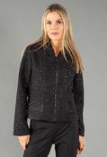 Foiling Detail Zip Up Boucle Jacket, Black / 14 image