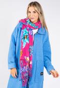 Tropical Floral Cashmere Touch Scarf, Fuchsia / F/S image