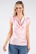 Cowl Neck Satin Top, Rose Pink / L image