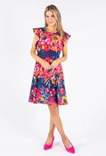 Frill Sleeve Floral Midi Dress, Navy / 16 image