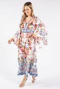 Floral Kimono Sleeve Dress, White/Fushia / 6 image
