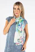 Satin Feel Floral Print Scarf, F/S / Green image