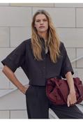 Freppy Loose Cotton Blouse, Dark Brown / 34 image