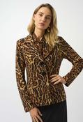 Collared Animal Print Blazer, Black &amp; Beige / 10 image