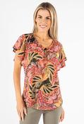 Leaf Print V-Neck Top, Pink / 10 image