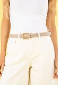 Square Gold Buckle Belt, Taupe / 95 image