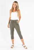 Pull-On Linen Capris, Khaki / 24 image