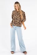 Leopard Print Puff Sleeve Blouse, Beige / 12 image
