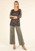 Plisse Pleated Animal Print Blouse, Black Mix / 10 image