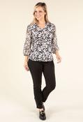 Floral Print V-Neck Blouse, Black/Cream / 12 image