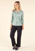 Leaf Print V-Neck Blouse, Blue / 16 image
