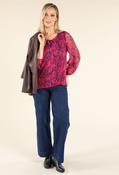 Plisse Pleated Floral Blouse, Magenta / 10 image