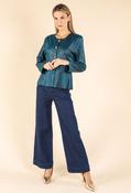 Vintage Leather Peplum Jacket, Petrol / 10 image