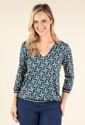 Geometrict Design Blouse, Green Mix / 10 image