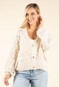 Diamante Buttoned Cardigan, Cream / F/S image