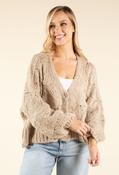 Diamante Buttoned Cardigan, Beige / F/S image