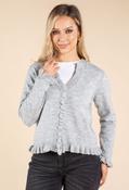V-Neck Ruffle Detail Faux-Cardi, Light Grey / 14 image