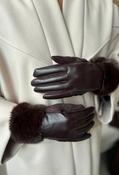 Faux-Fur Trim Gloves, Brown / F/S image