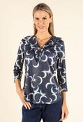 Frill Detail Half Zip Blouse, Navy / 10 image