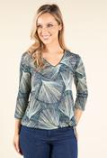 Abstract Print V-Neck Top, Navy Mix / 10 image