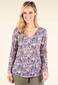 Scallop Neck Floral Knit Top, Pink Mix / 10 image