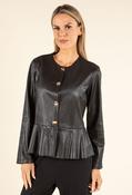 Vintage Leather Look Peplum Jacket, Black / 10 image