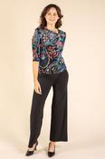 Velvet Touch Paisley Print Top, Black Floral / 10 image