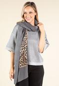 Leopard &amp; Tiger Scarf, Grey / F/S image