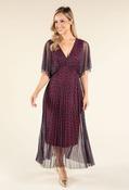 Polka Dot Mesh Dress, Wine / F/S image