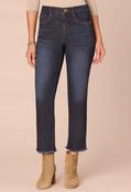 “Ab”solution® High Rise Fray Slim Straight Jeans, Dark Denim / 8 image