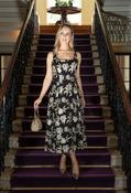 Floral Embroidered Mesh Dress, Black/Gold / 10 image