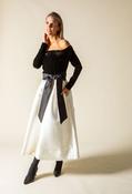 Off-Shoulder Velvet Midi Dress, Black Mix / 10 image