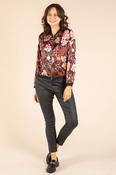 Satin Touch Floral Bomber Jacket, Black/Orange / 10 image