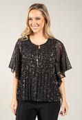 Plisse Pleat Angel Sleeve Blouse, Black Mix / 10 image