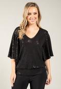 Angel Sleeve Sequin Blouse, Black / 10 image