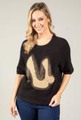 Soft Touch Diamante Knit Jumper, Black / F/S image
