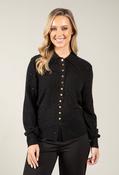 Gold Button Knit Cardigan, Black / M/L image