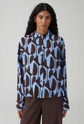 Fetro Loose Fit Printed Blouse, Water Blue / 40 image