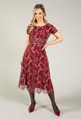 Floral Mesh Midi Dress, Wine / 10 image