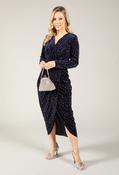 Faux Wrap Velvet Midi Dress, Navy / 10 image