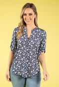 Floral Print V-Neck Top, Navy Mix / 10 image