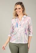 Abstract Print V-Neck Blouse, Pink Mix / 18