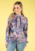 Floral Design Knit Top, Blue / 18 image