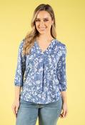 Leaf Print V-Neck Top, Blue / 12 image